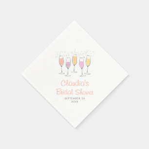 Mimosa Champagne Bellini Peach Brautparty Serviette
