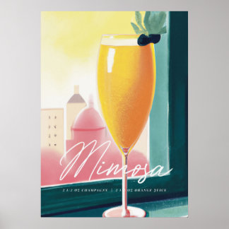 Mimosa Cocktail Morgen Sonnenaufgang Retro Poster