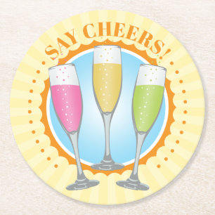 Mimosa Colorful Champagner Brillen Paper Untersetz Runder Pappuntersetzer
