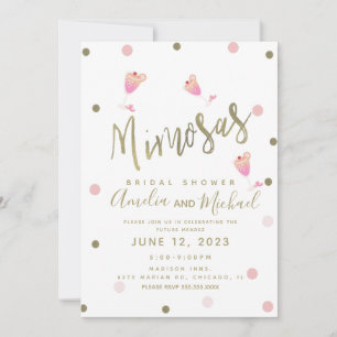 Mimosa Confetti Rosa Hochzeitsdusche-Einladung Einladung
