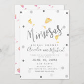 Mimosa Confetti Yellow Silver Brautparty Einladung (Vorne/Hinten)