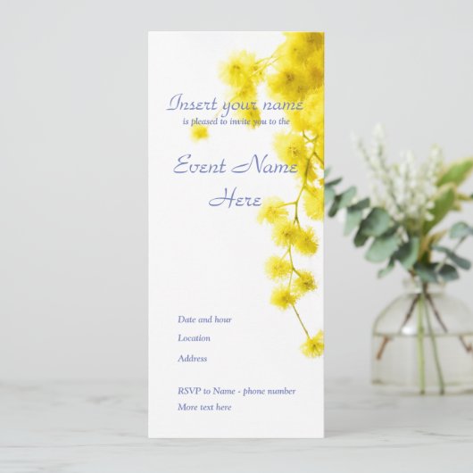 Mimosa Einladung (Stehend Vorderseite)