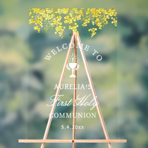 Mimosa Erstkommunion Willkommen Acrylschild