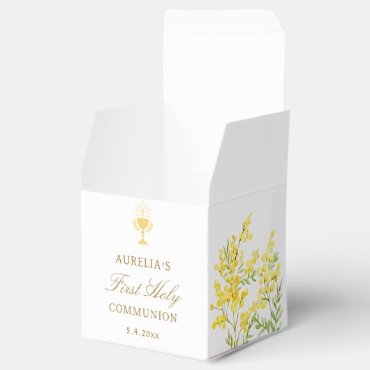 Mimosa First Communion Cube Geschenkschachtel (Geöffnet)