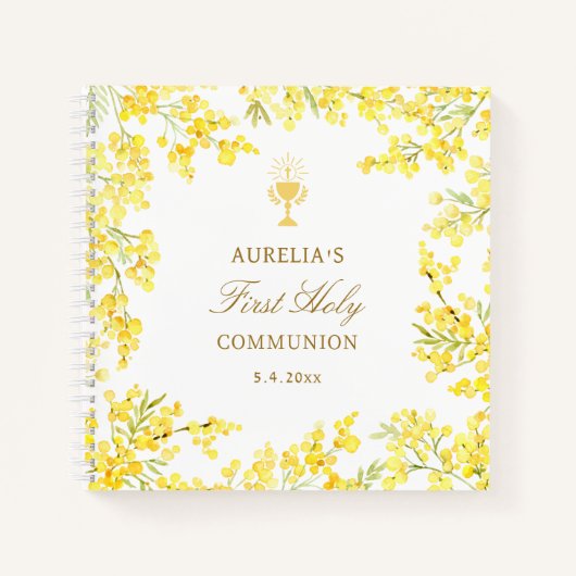 Mimosa First Communion Guest Book Notizblock (Vorderseite)