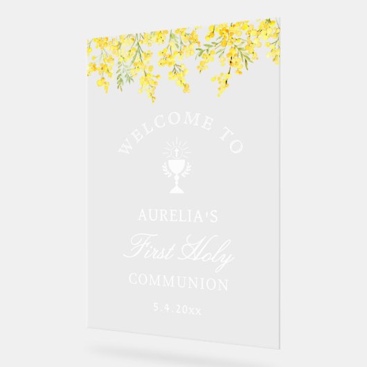 Mimosa First Communion Welcome Acrylschild (Winkel)