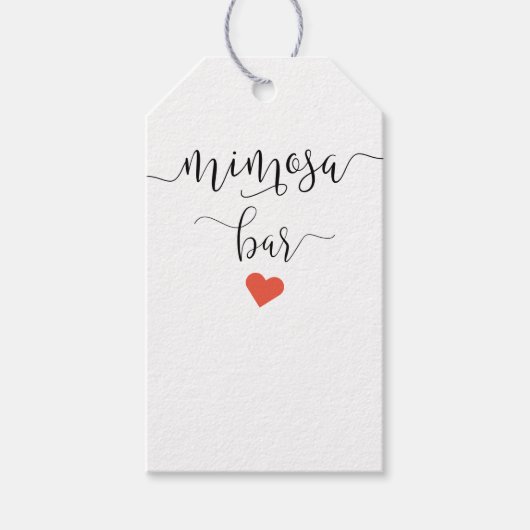 Mimosa Flaschenanhänger mit farbigem Herzmotiv Geschenkanhänger (Vorderseite)