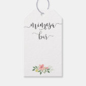 Mimosa-Flaschenanhänger mit rosa blauem Bouquet Geschenkanhänger (Vorderseite)