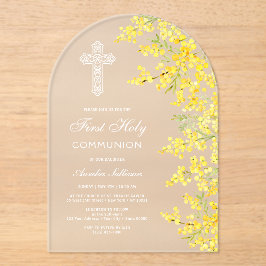 Mimosa Flowers Arch First Communion Acryleinladungen