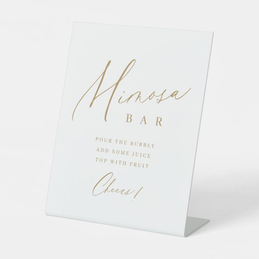 Mimosa Gold minimale moderne Skript-Brautparty Sockelschild (Vorderseite)