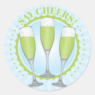 Mimosa GreeChampagne Glass Classic Round Sticker