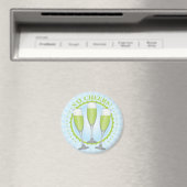 Mimosa Green Champagne Glasses Magnet (In Situ (Geschirrspüler))