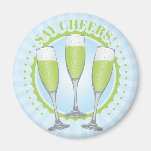 Mimosa Green Champagne Glasses Magnet (Vorne)