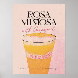 Mimosa Homebar: Ein rosa Retro-Cocktailposter Poster