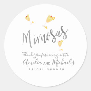 Mimosa Konfetti Gelbe Hochzeitsdusche Danke Runder Aufkleber