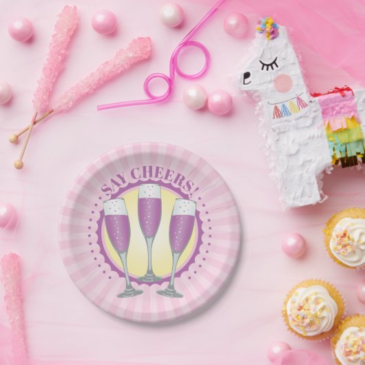 Mimosa Lila Champagne Brillen Paper Teller (Party)