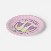 Mimosa Lila Champagne Brillen Paper Teller (Schrägansicht)