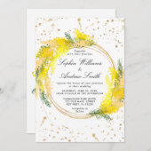 Mimosa Lush Blume Wreath Wedding Einladung (Vorne/Hinten)