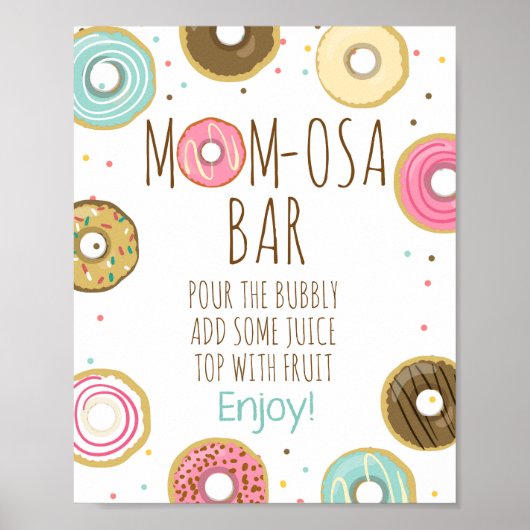Mimosa Mama-osa Bar Donut Babydusche Poster (Vorne)