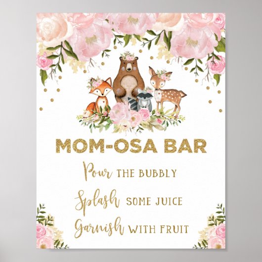 Mimosa Mama-osa Bar Sign Girl Woodland Kinderdusch Poster (Vorne)