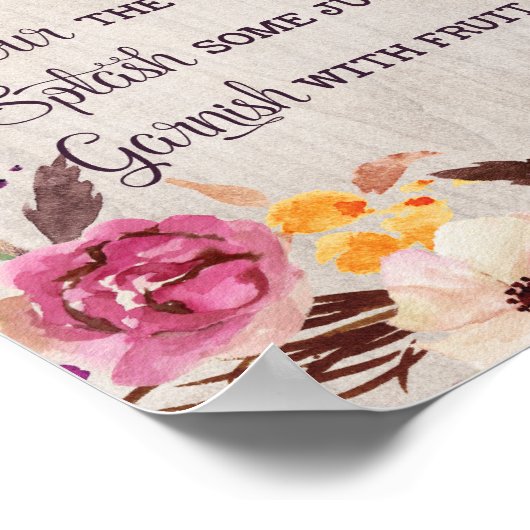 Mimosa Momosa Bar signieren Rustikale Blumendusche Poster (Ecke)