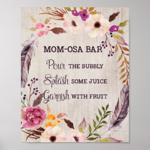 Mimosa Momosa Bar signieren Rustikale Blumendusche Poster