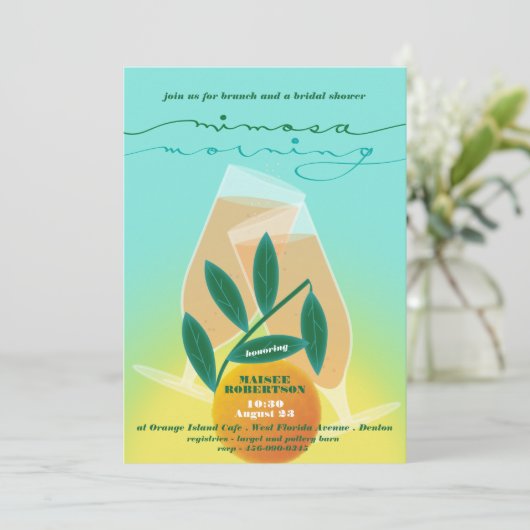 Mimosa Morning Bridal Brunch Einladung (Stehend Vorderseite)