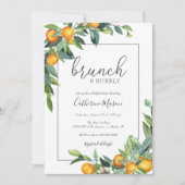 Mimosa Orange Brunch and Bubbly Brautparty Einladung (Vorderseite)