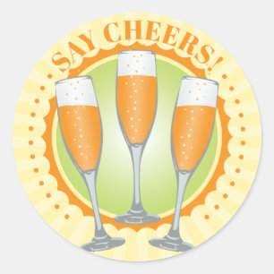 Mimosa Orange Champagne Brillen Runder Aufkleber