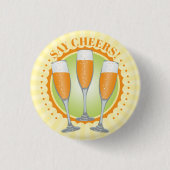 Mimosa Orange Champagne Glass Button (Vorderseite)