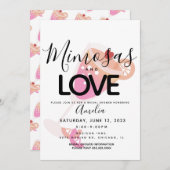 Mimosa Pink Black Bridal Dusche Einladung (Vorne/Hinten)