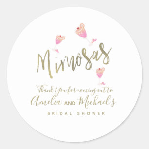 Mimosa Pink Brautparty Dankeschön Konfetti Runder Aufkleber