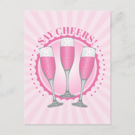 Mimosa Pink Champagne Brille Postcard Postkarte (Vorderseite)