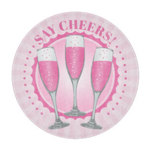 Mimosa Pink Champagne Brillen Cutting Board Schneidebrett