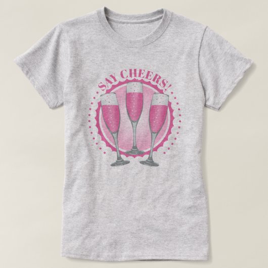 Mimosa Pink Champagne Glass T - Shirt (Design vorne)