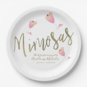 Mimosa Pink Hochzeitsdusche Danke Konfetti       Pappteller