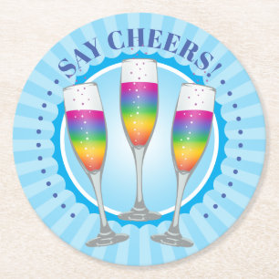 Mimosa Rainbow Champagne Brillen Paper Untersetzer