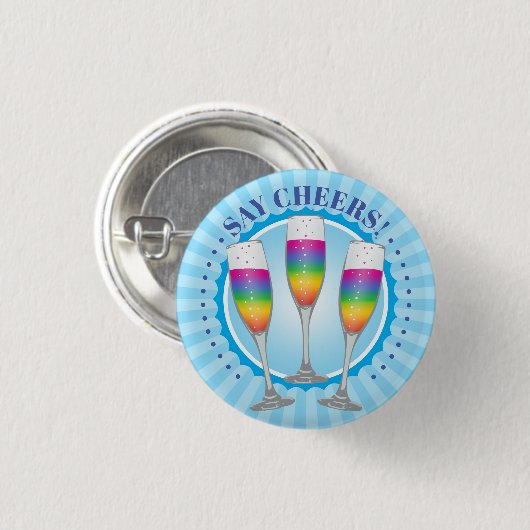 Mimosa Rainbow Champagne Glass Button (Vorne & Hinten)