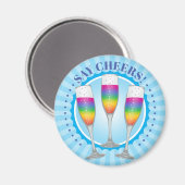 Mimosa Rainbow Champagne Glasses Magnet (Vorderseite/Rückseite)