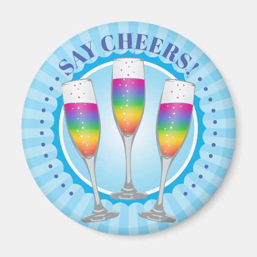 Mimosa Rainbow Champagne Glasses Magnet (Vorne)