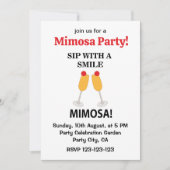 Mimosa Sip mit einem lächelnden Mimosa Einladung (Vorderseite)