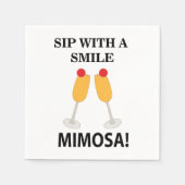 Mimosa Sip mit einem lächelnden Mimosa-Party Serviette (Vorderseite)