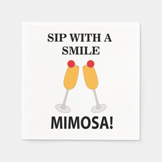 Mimosa Sip mit einem lächelnden Mimosa-Party Serviette (Vorderseite)