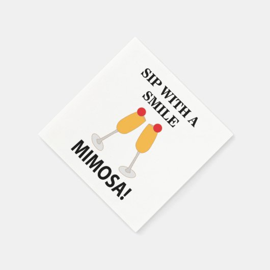 Mimosa Sip mit einem lächelnden Mimosa-Party Serviette (Ecke)