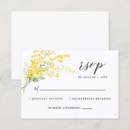 Mimosa Spring Flowers Yellow Floral Wedding RSVP Karte