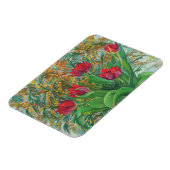 Mimosa und Tulips, Frühlingsblumen, Blumengemälde Magnet (Linke Seite)