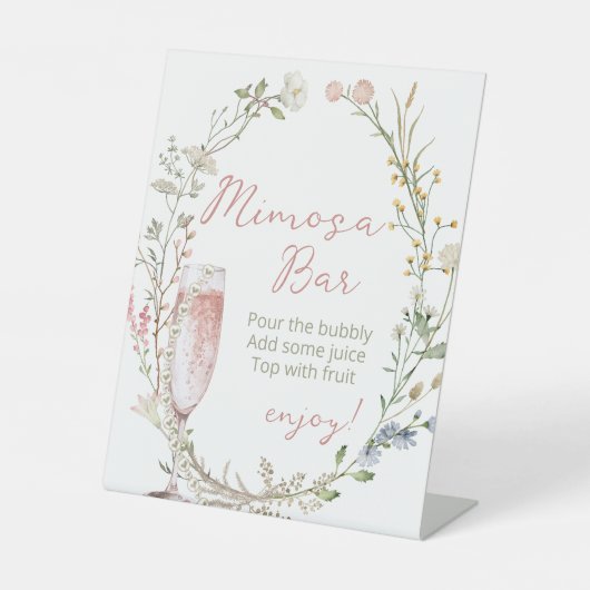 Mimosa Wildblume Brautparty Sockelschild (Vorderseite)