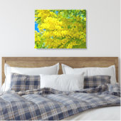 Mimosa Yellow Blume Floral Botanische Fotografie Leinwanddruck (Insitu (Schlafzimmer))