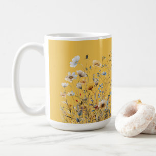 Mimosa Yellow Summer Floral Border Kaffeetasse