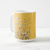 Mimosa Yellow Summer Floral Border Kaffeetasse (Vorderseite Links)